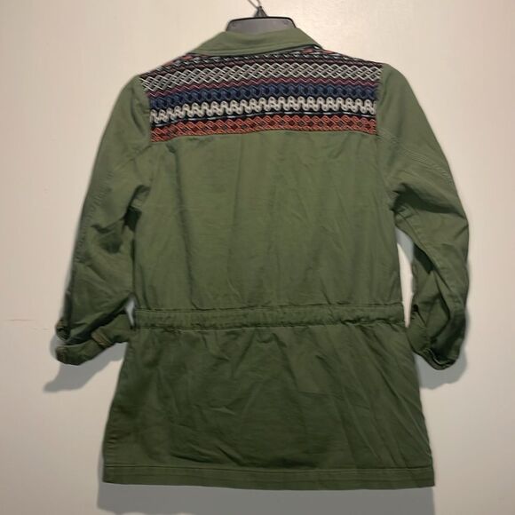 ModCloth- Olive Green Capulet Embroidered Aztec Utility Anorak Jacket- Size S - Picture 3 of 10